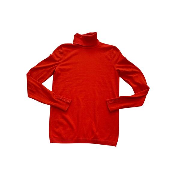 Talbots Red/Orange Cotton Blend Long Sleeve Lightweight Turtleneck Sweater XS - Picture 5 of 11